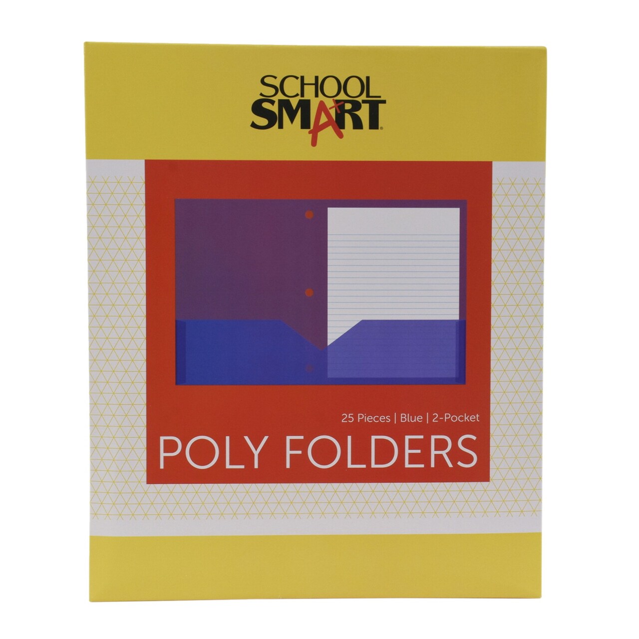 School Smart Heavyweight Two-Pocket Poly Folder with Three-Hole Punch, Blue, Pack of 25